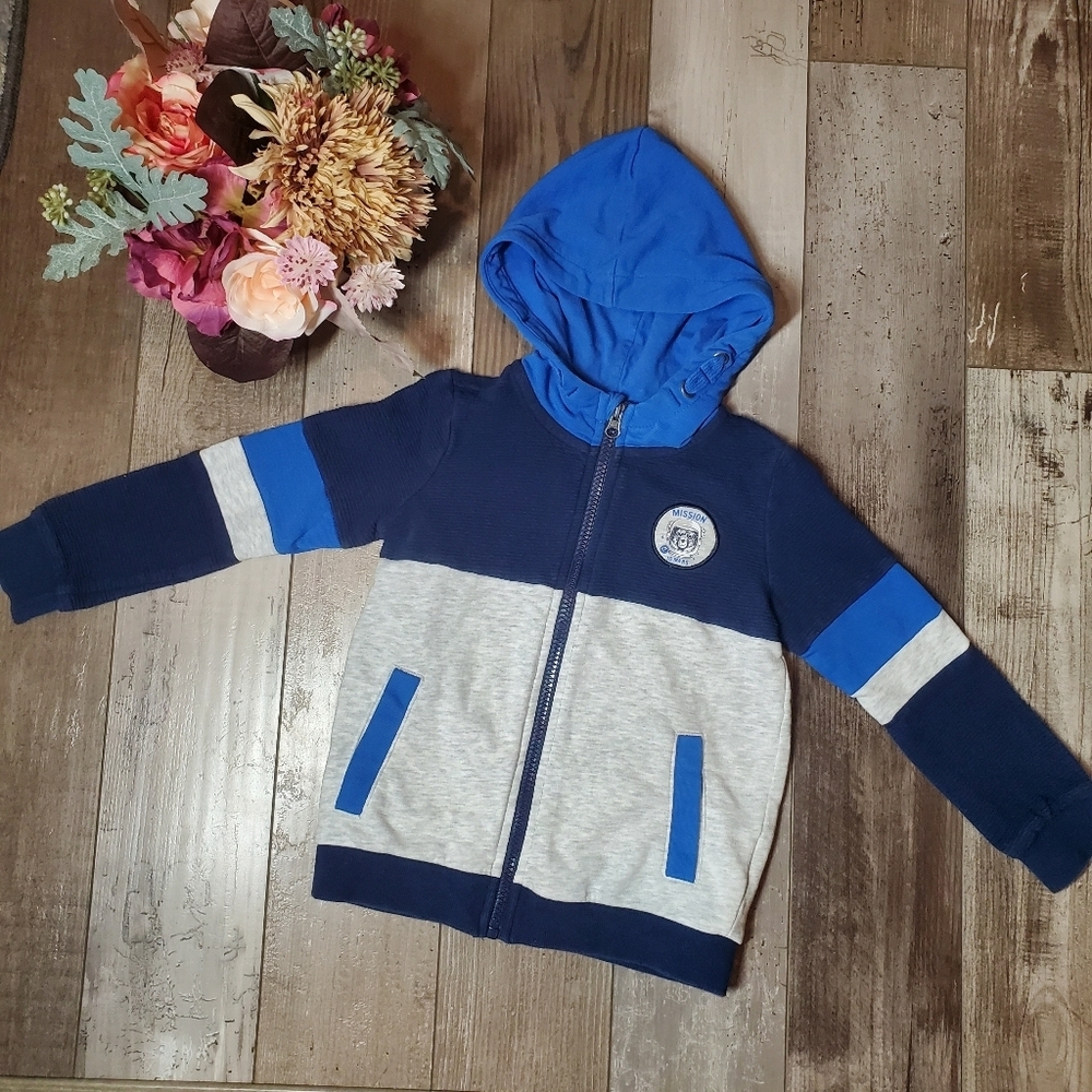 Lily & Dan Hooded Zip-Up Textured Colorblock Jacket Boys Size XS EUC